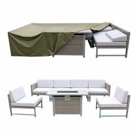 SUNPEAK Patio Furniture Covers Waterproof Outdoor Furniture Covers for Winter Outdoor Rectangle Table and Chair Set Covers, Dust Proof Furniture Protective Cover 116" L x 57.5" W x 25.2" H