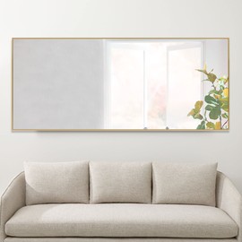 NeuType Full Length Mirror 71" x 27" Oversized Floor Mirror Wall Mirror Aluminum Alloy Frame Large Long Bedroom Mirror Free Standing or Wall Mounted or Leaning Against Wall, Gold,No Stand