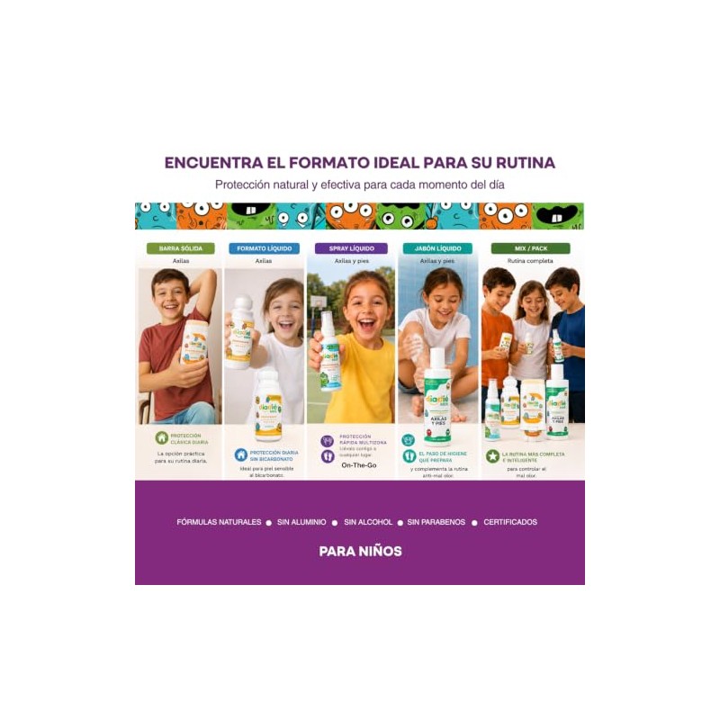 Diadie Kids Desodorante Natural Niños Axilas Pies Multipack Pack