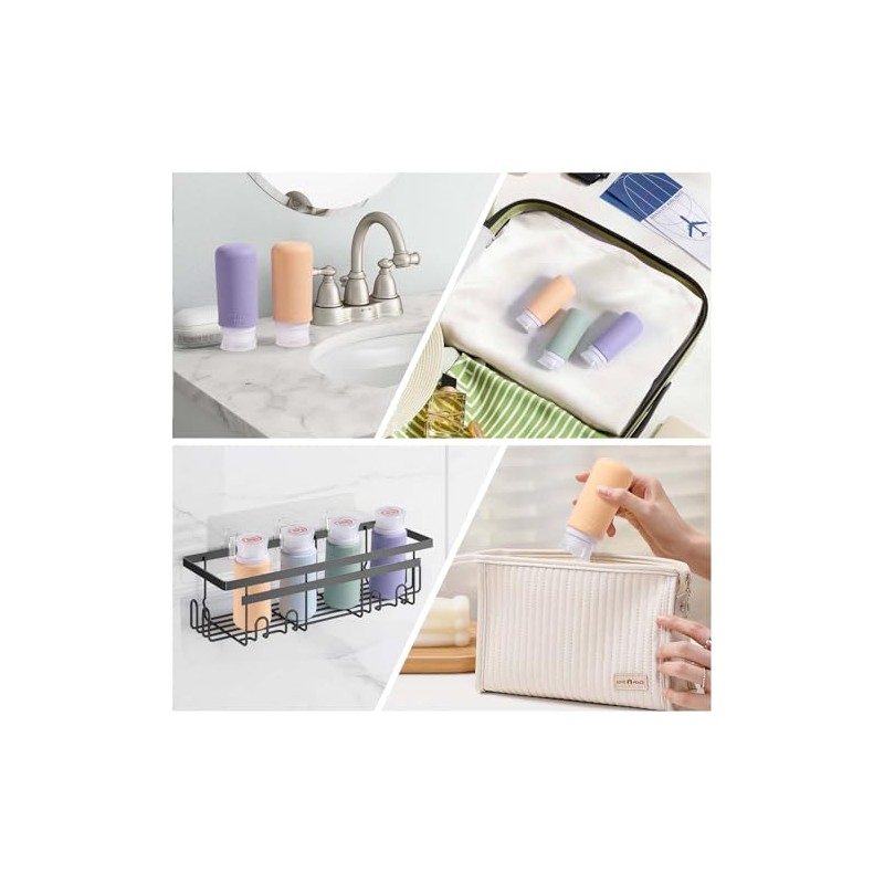 Diboniur 4 Pack Travel Bottles for Toiletries with Labels, 98ml