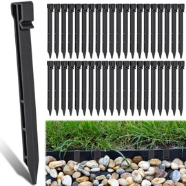 Jetec 100 Pack Plastic Landscape Edging Anchoring Stakes Bulk 10'' 12'' Black Garden Landscape Anchoring Stake Plant Support Lawn Stake for Garden and Yard(10 Inch)