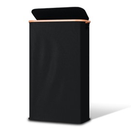 Vincona Slim Laundry Basket with Lid, Narrow Dirty Clothes Hampers for Laundry with ABS Handle, Skinny Laundry Bin for Laundry Room, Dorm, Bedroom and Bathroom, 15.9 Gallon (60L) Black