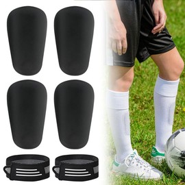 DOINEUFL Mini Schienbeinschoner Fußball – 4 Stück Kleine Schienbeinschoner mit Tape für Kinder & Erwachsene – Leicht, Stoßfest & Komfortabel (Schwarz, Teenager)
