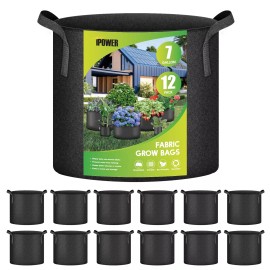 iPower 12-Pack 7 Gallon Grow Bags Heavy Duty Thickened Aeration Nonwoven Fabric Pots