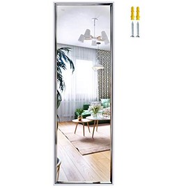 14x48 Inch Full Length Mirror Wall Mounted or Over The Door Hanging, Large Body Mirror with Rectangular Framed for Bedroom Bathroom Living Room Decor, White