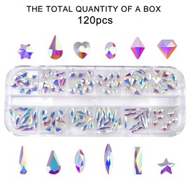 120 Pcs Transparent AB Crystal Flatback Rhinestones Set for Nail, Art, Crafts, Makeup, Tumblers Glitter Round with Tweezers and Picking Pen