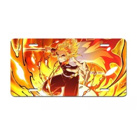 BLVD Demon Slayer Flame Hashira Kyojuro License Plate Auto Truck Car Tag Gift