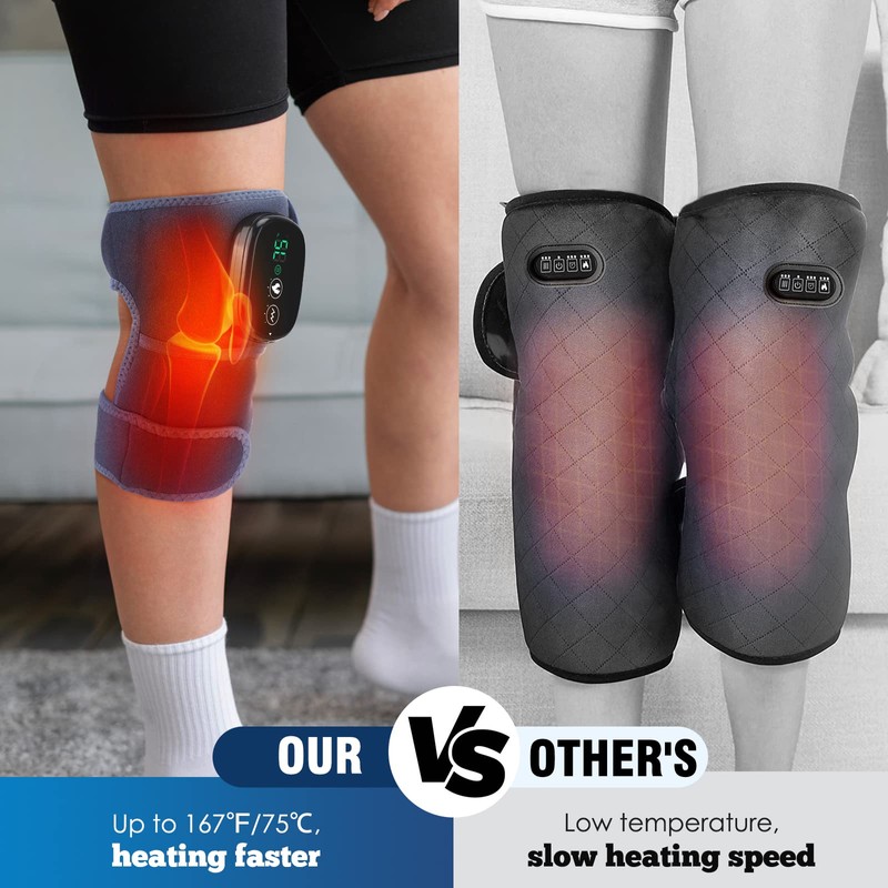 MOAJAZA Cordless Knee Massager with Heat and Vibration, Heating Pads