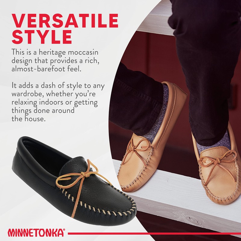 Minnetonka Mens Double Deerskin Softsole Slipper, Black Deerskin, Size 10