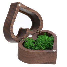 PATIKIL Wooden Ring Boxes, Heart Shaped Ring Boxes with Single Slot Engagement Ring Boxes Holder Jewelry Boxes for Proposal Wedding Ceremony, Dark Green