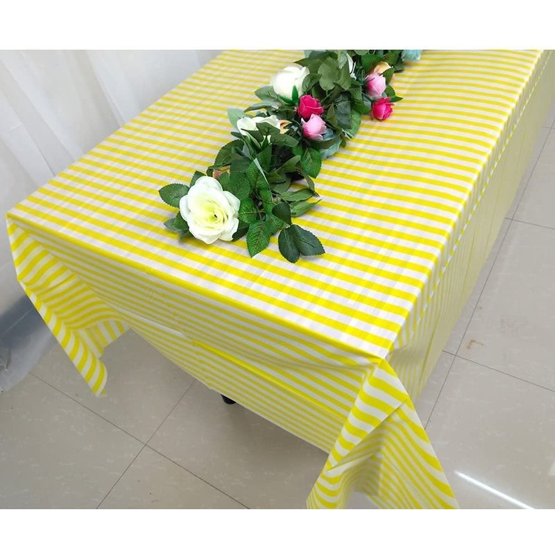 Vpang 2 Pcs Striped Plastic Tablecloth Disposable Table Cover Thickened