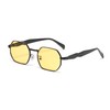 QVKUUT Retro Hexagonal Sunglasses Women Men Rectangular Metal Frame Glasses