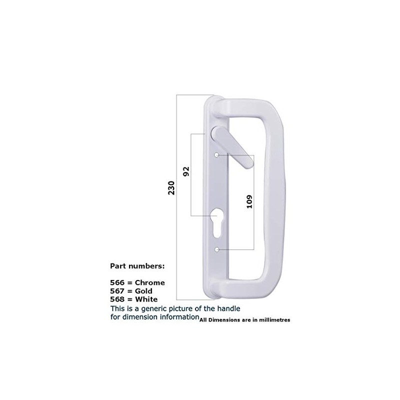 Mila Inline Patio Door Handle Pair 109mm Screw Fix White