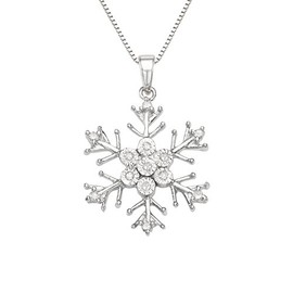 Hdiamonds Sterling-Silver 1/10CTTW White Diamond Snowflake Necklace