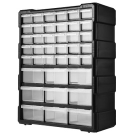Elevon Hardware and Craft Cabinet 14.8" W x 6.3" D x 18.7" H, 39 Drawers, Black