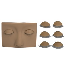 Eyelash Practice Mannequin Face Silicone Lash Mannequin Head with Double Layers Replaced Eyelids Brown