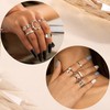 Diamday Pack of 10 Gold Chunky Rings for Women 14
