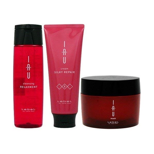 Lebel IAU Cleansing Relaxation (Shampoo) 6.8 fl oz (200 ml) & Io Cream Silky Repair Treatment 6.8 fl oz (200 ml) & Iomask 6.3 oz (170 g)