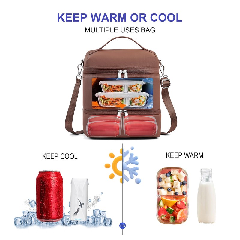 NOL Natural Organic Lifestyle Dual Compartment Insulated Lunch Bag Leakproof