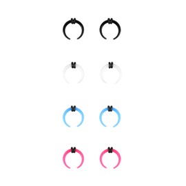 ZS 4 Pairs Acrylic Septum Taper Pincher Ring, 14G 12G 10G 8G 6G 4G 2G 0G 00G Buffalo Horseshoe Nose Ring Stretcher Expander for Stretching Pierced Nose Ear (14G)