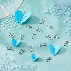 PH PandaHall 100pcs Double Heart Charms Pendants Tibetan Alloy Heart-to-Heart Beads Charms for Valentines Day Thanksgiving Day DIY Necklace Bracelet Making, Antique Silver