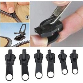 12 Pcs Black Zipper Slider Replacement Zip Slider, Zipper Repair Kit Pull Tabs Zip Fixer Parts for Repair Jeans Coats Jacket Zipper for Repair Jeans Coats Jacket Zipper Buckles