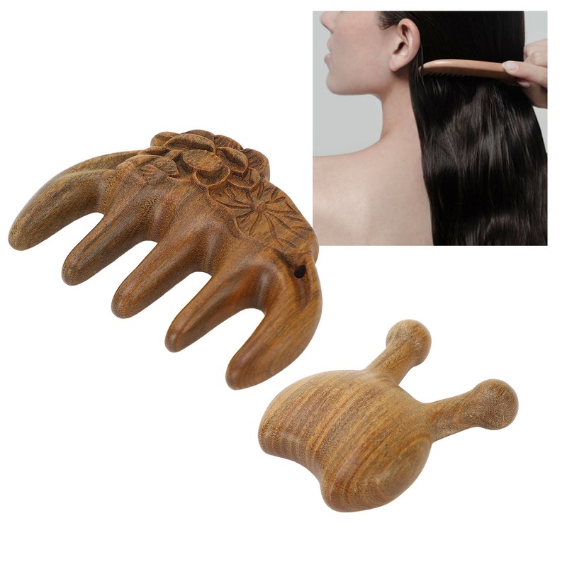 Massage Hair Comb Head Scalp Meridian Comb Y Shape Wooden