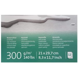 Hahnemühle Harmony Watercolour Cardboard, Satined, 300 g/m², 21 x 29.7 cm, 12 Sheets. Made in Germany