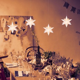 Leejec Moravian Star Light, Floating Stars, Christmas Decorations, Indoor Hanging Ornament, RGB and Warm White LED Light, Battery Operated with Timer Function, Tree, Ceiling, Window Décor, 4-Pack