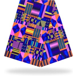 Shenbolen - Tela de cera con estampado africano, 100% poliéster, 1 yarda, A)