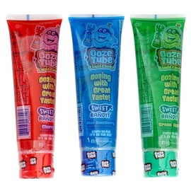 Ooze Tube Liquid Candy Assorted Flavors, 4 Ounce Each (Pack of 3 Flavors) Green Apple, Blue Raspberry, Cherry