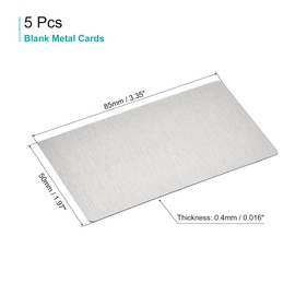 sourcing map Blank Metal Card 85x50x0.4mm Plating 201 Stainless Steel Plate Silver Tone 5 Pcs