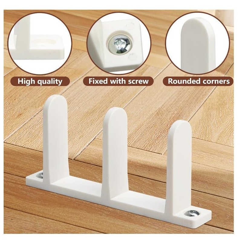 Sliding Door Floor Mount Guide 4-Piece Set - White ABS