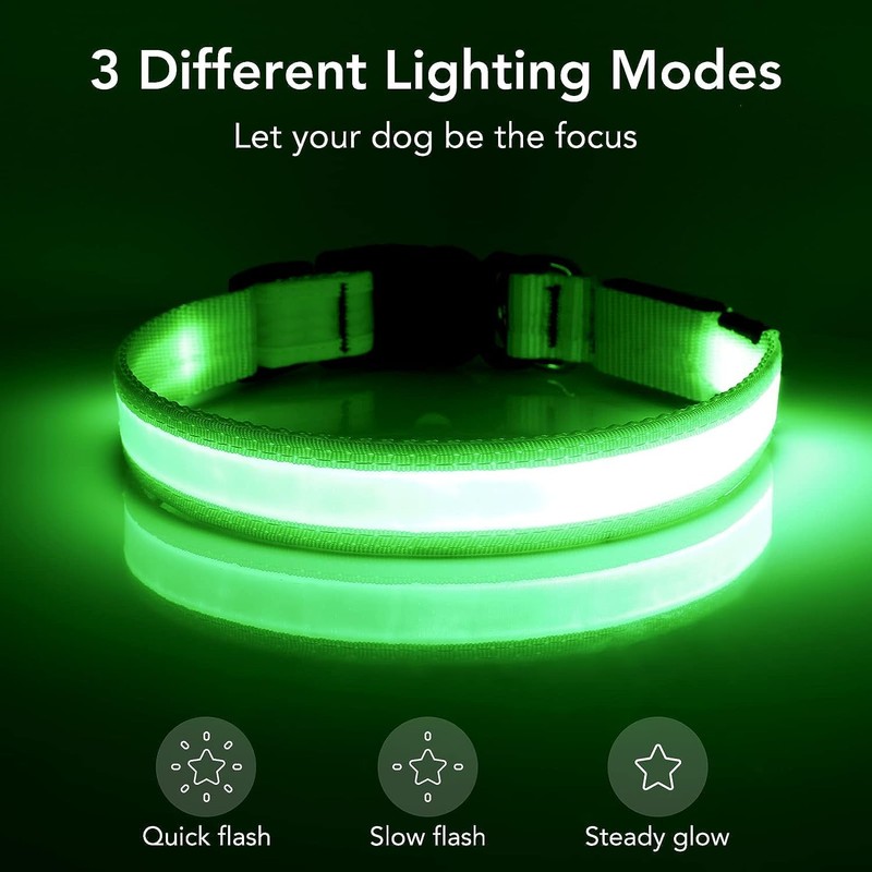 VIZPET Vizpet LED Dog Collar, Light Up Dog Collar Adjustable