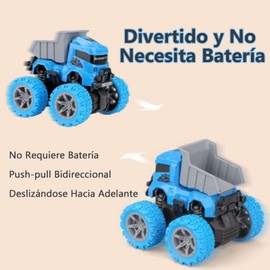 REKOBON Juguetes Monster Truck para Niños y Niñas, Vehículos Empujar y Listo para Niños, Coches de Juguete con Tracción en Las 4 Ruedas, Paquete de 4, Juguetes para Niños de 3 4 5 Años