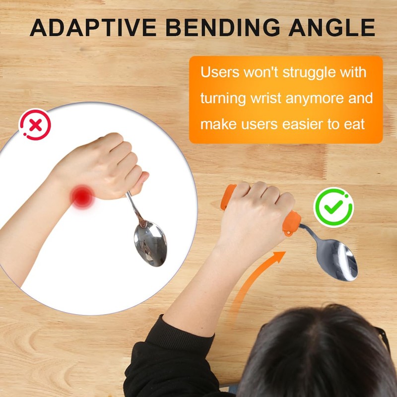 Ehucon Adaptive Weighted Silverware Utensils Angled Spoon for Hand Tremors