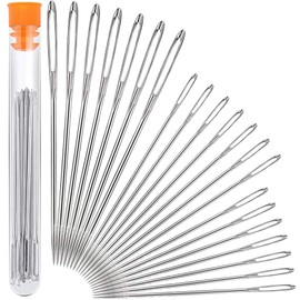 Hekisn Large Eye Sewing Needles, Sewing Needles, Stainless Steel Embroidery Thread Needle, Handmade Yarn Knitting Needles Leather Needle (21 Pieces)
