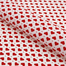 Fabric by the Metre Aneta Hearts Dots Cotton - 1 Metre, Country House, Decoration, Cushion, Bed Linen, Table Linen (White)