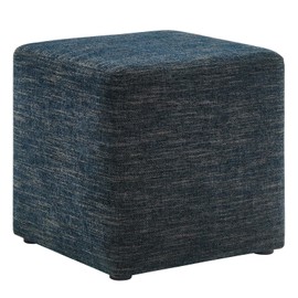 Modway Callum 17 Inch Square Ottoman in Heathered Weave Azure - Woven Heathered Fabric - Upholstered Ottoman for Living Room, Ottoman Side Table, Vanity Seat - Accent Table or Footrest Ottoman