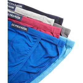 U.S. Polo Assn. Mens Bikini Underwear - 6 Pack String & Classic Cut Mens Briefs (Sizes XL-3XL, Big & Tall), Size 3X-Large Big Tall, Red/Blue/Heather Grey/Magenta-6pk