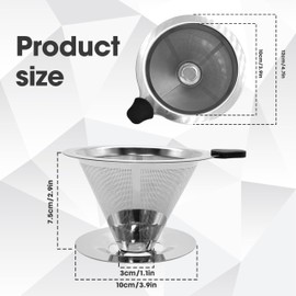 pour over coffee dripper strainer stainless steel coffee filter cone single serve maker paperless Reusable