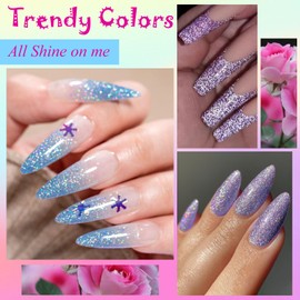 MEET ACROSS Spring Summer Gel Nail Polish Set 12Pcs Glitter Gel Polish 10 Colors Pink Purple Blue Shimmer Pastel Nail Polish Kit Soak Off UV Gel Nail Art DIY Salon Gift