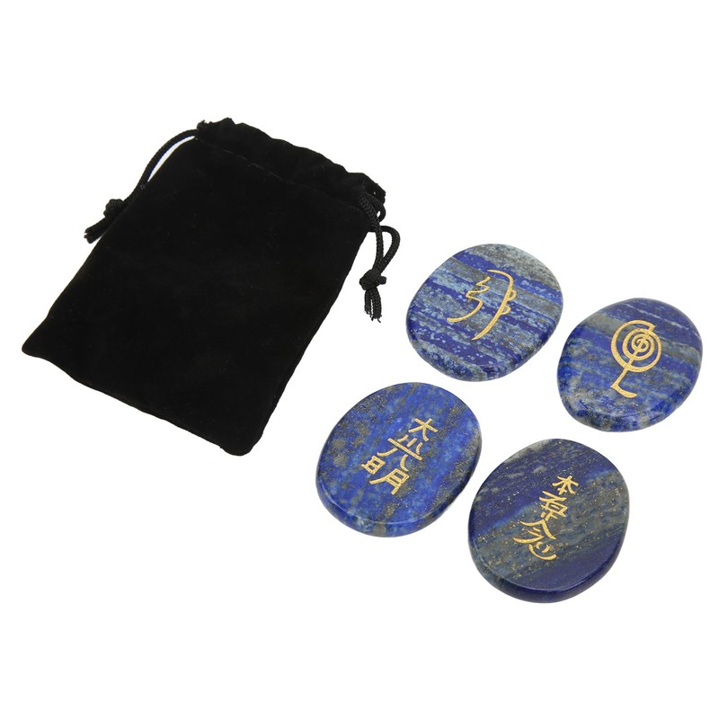 4Pcs Reiki Symbols Stones Smoother Surfaces Engraved Reiki Stones for