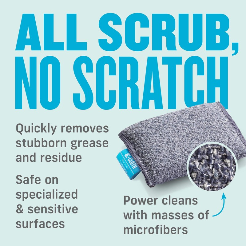E-Cloth Non-Scratch Scrubbing Pads, Non-scratch Kitchen Scrub Sponge, Gray, 300