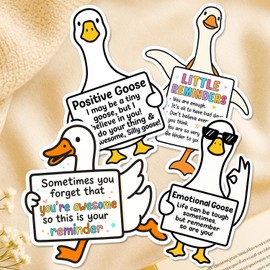 8 Pcs Positive Goose Stickers for Kids, Women, Teen - Silly Stickers for Water Bottle, Laptop, Car - Emotional Support Goose Trailer Decal Gifts for Women