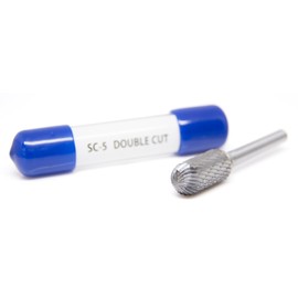 Benchmark Abrasives SC-5 Cylindrical Shape Ball Nose Premium Double Cut Tungsten Carbide Burr for High Speed Die Grinders enclosed in Plastic Capsule 1/4" Shank