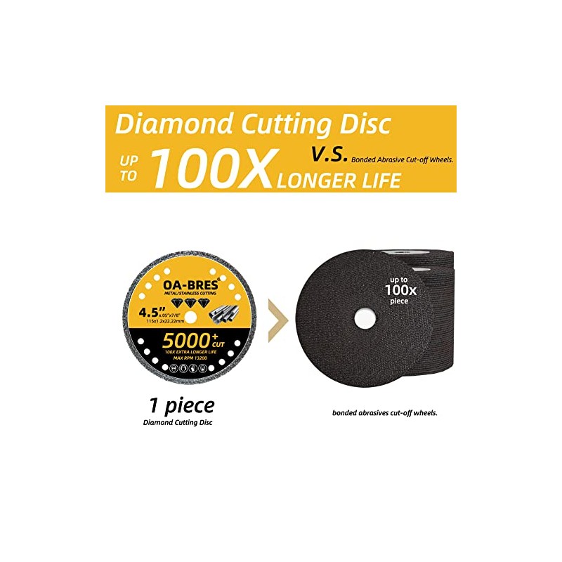 3Pack 4.5" Diamond Metal Cutting Cut Off Wheels for 5000+