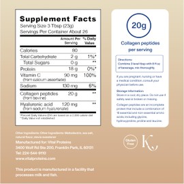 Vital Proteins Collagen Peptides Advanced, Hydrolyzed Peptides with Hyaluronic Acid and Vitamin C - Vanilla Flavor Powder, 21oz