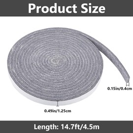 GORGECRAFT 4.5Ms Gasket Seals 12.5 x 4mm High Temp Grill Sealer Gasket Replacement Self Stick Felt High Heat BBQ Gasket Tape Chef for Efficient Cooking BBQ Lid Gray