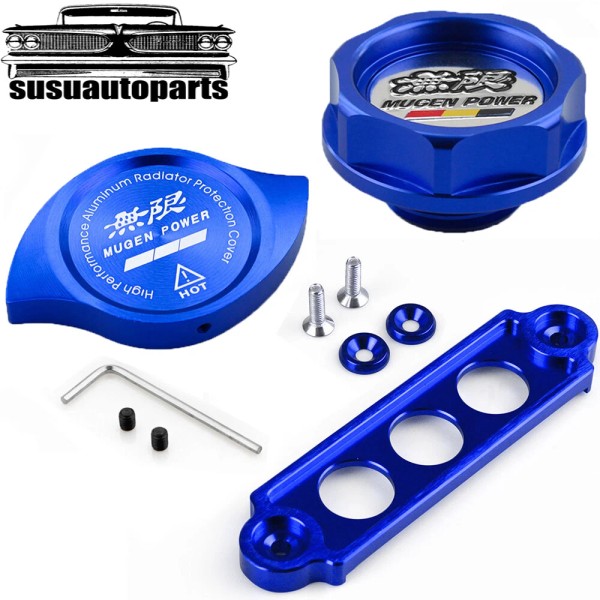 SUSU JDM Blue Engine Oil Filler Cap + Radiator Cap